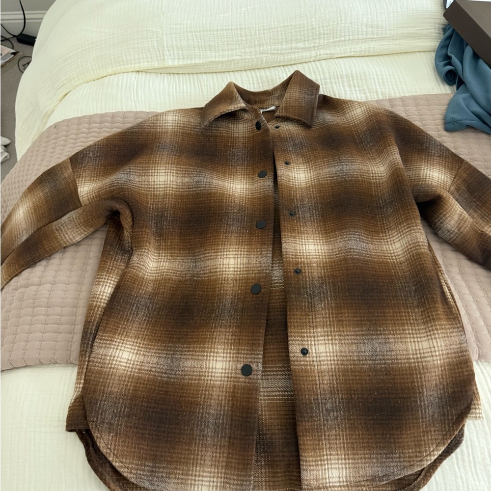 BB Dakota Brown Lightweight Plaid Shirt Jacket